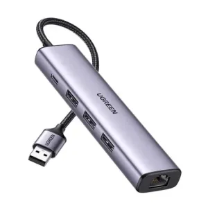 Ugreen 5in1 HUB adapter 3x USB 3.0 / RJ45 / USB-C, srebro #373684