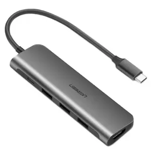 Ugreen CM136 HUB 4in1 USB-C - HDMI, 3x USB 3.0, siva #373633