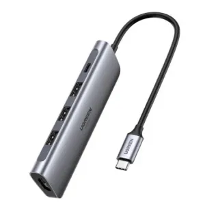 Ugreen CM136 USB-C HUB adapter 3x USB / HDMI 4K / USB-C PD 100W, siva #373716
