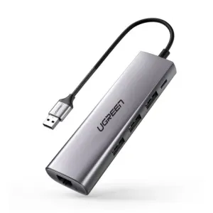 Ugreen CM266 HUB adapter 3x USB 3.0 / micro USB / RJ45, siva #373693