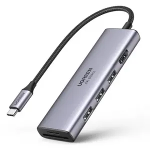 Ugreen CM511 HUB adapter USB-C - 3x USB 3.2 / HDMI 4K / SD TF, siva