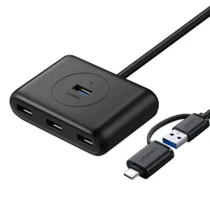 Ugreen CR113 HUB adapter 4x USB / USB-C 1m, crno
