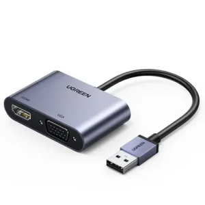 Ugreen CM449 adapter USB - HDMI 1.3 / VGA 1.2, siva #373535