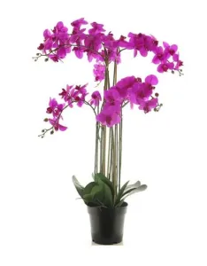 Umělá orchidej Bora, v květináči, 8 výhonů, fialová, výška 110 cm