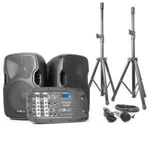 Vexus PSS302, Prijenosni PA audio sustav, 300 W max., Bluetooth, USB, SD, MP3, 2 x stalak, 1 x mikrofon