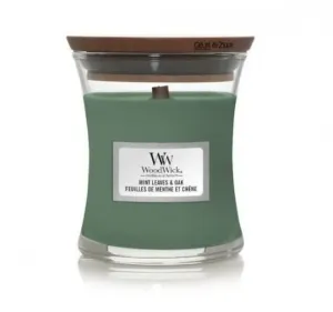 Aromatická svíčka váza, WoodWick Mint Leaves & Oak, hoření až 65 hod