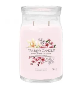 Aromatická svíčka, Yankee Candle Signature Pink Cherry & Vanilla, hoření až 90 hod