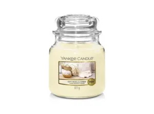 Aromatická svíčka, Yankee Candle Soft Wool & Amber, hoření až 75 hod
