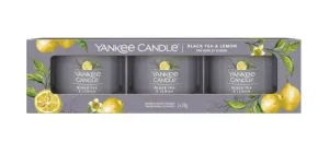 Dárková sada, Aromatické svíčky Yankee Candle Black Tea & Lemon 3 ks, hoření 3 x 10 hod