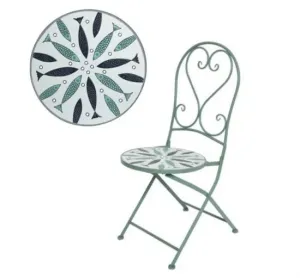 Zahradní kovová židle, VOLOS, zeleno - modrá